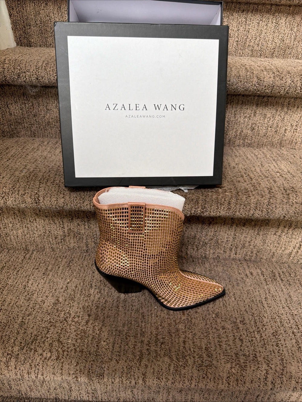 Azalea Wang Rose Gold Mesh Ankle Boots - Women's Fashion Booties